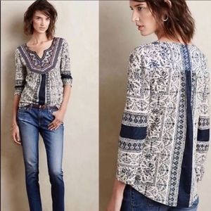 🌸 Anthropologie Akemi + Kin Embroidered Boho Blouse Size XS